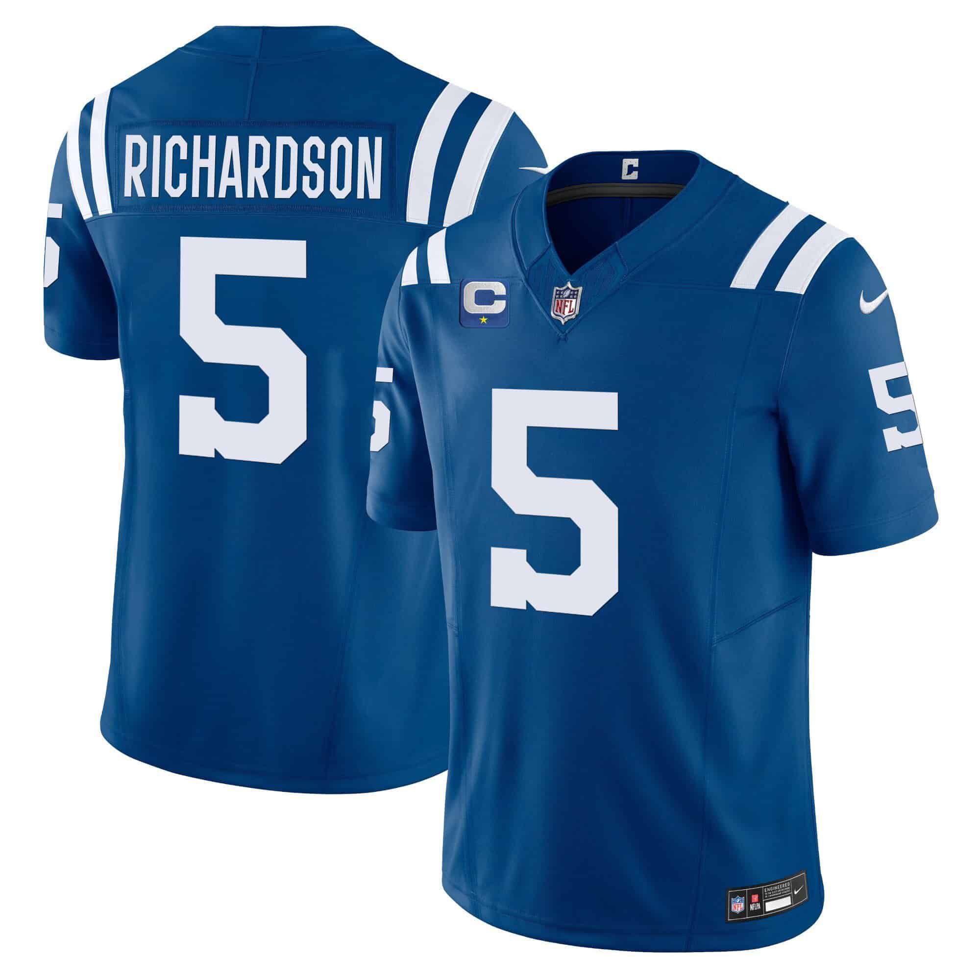 Men Indianapolis Colts #5 Richardson Blue 2024 Nike Vapor Limited NFL Jersey style 1
